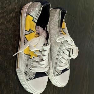 University of Michigan Silver Glitter Sneakers